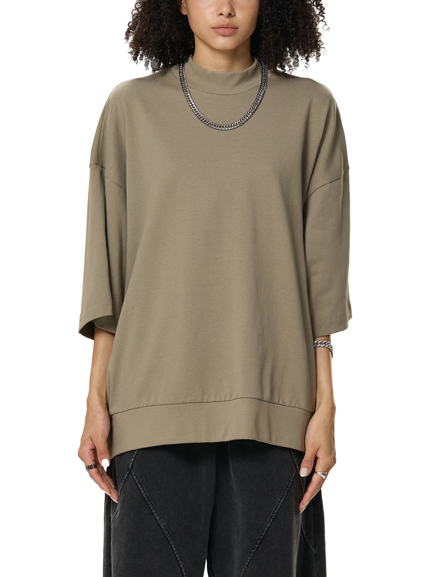 Bear-Fect Heavyweight Oversized Mock Neck T-shirt