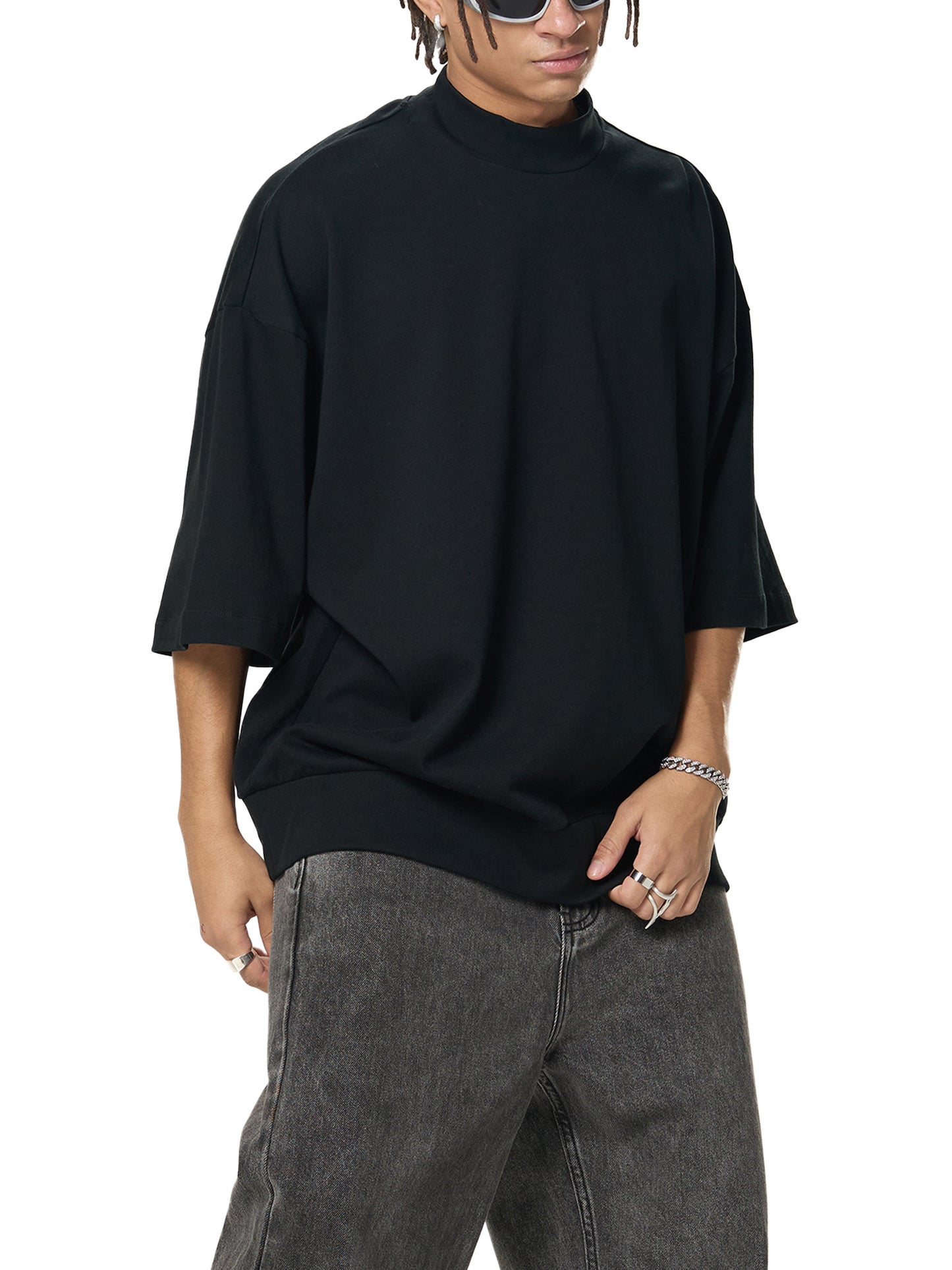 Bear-Fect Heavyweight Oversized Mock Neck T-shirt